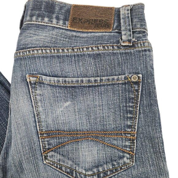 Express Men's Slim Fit Jeans 32x31 Straight Leg Denim Blue - Picture 4 of 6